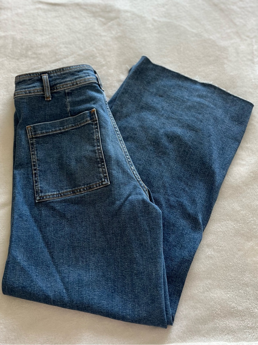 Zara Women Wide Leg Blue Denim Jeans